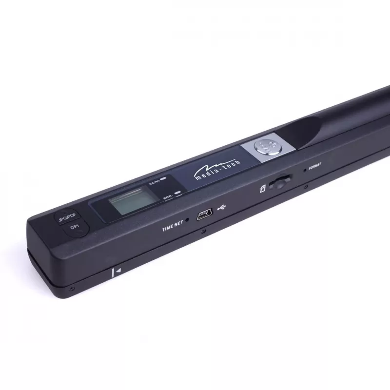 Skaner piórkowy MEDIA-TECH MT4090, czarny, Wyświetlacz LED, USB 2.0, MicroSD, Bateria AAA