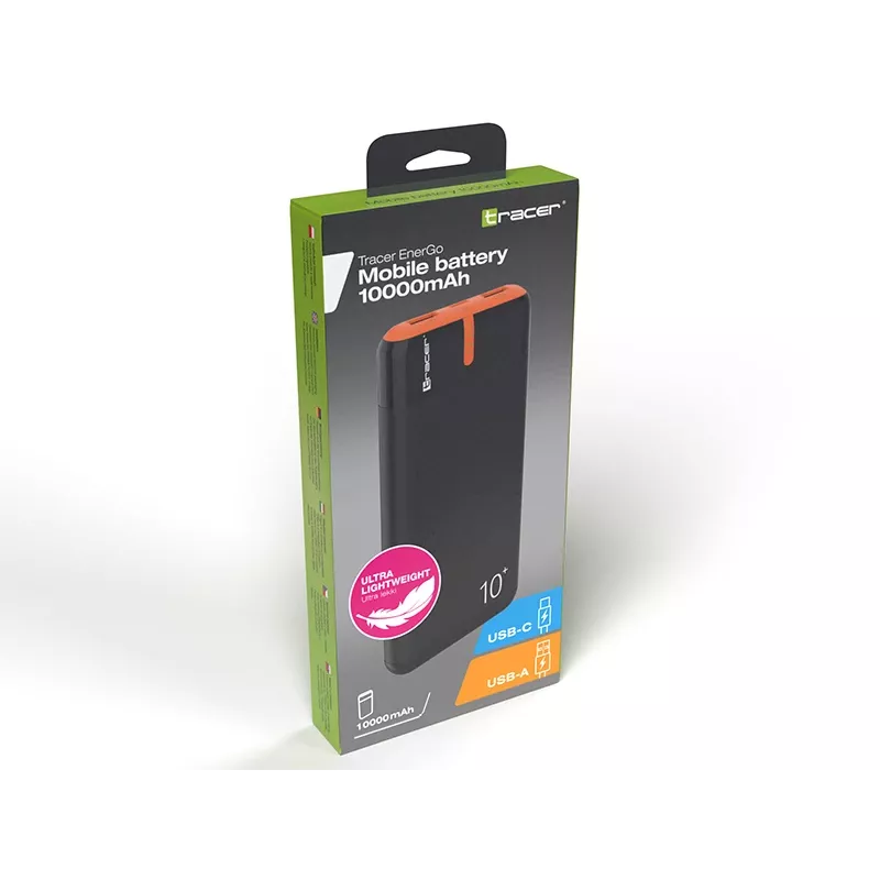 PowerBank EnerGo 10000mAh czarno-pomarańczowy