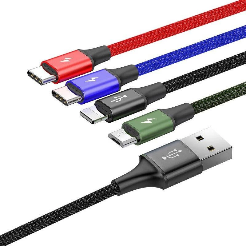 Kabel USB Baseus Fast 4w1 2xUSB-C / Lightning / Micro 3.5A 1.2m (czarny)