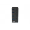 Hub USB NATEC MANTIS USB 2.0 Type-B — 4x porty USB 3.2 Gen 1 Type-A, czarny, kabel 0,8 m, zasilacz sieciowy, wyłącznik zasilania