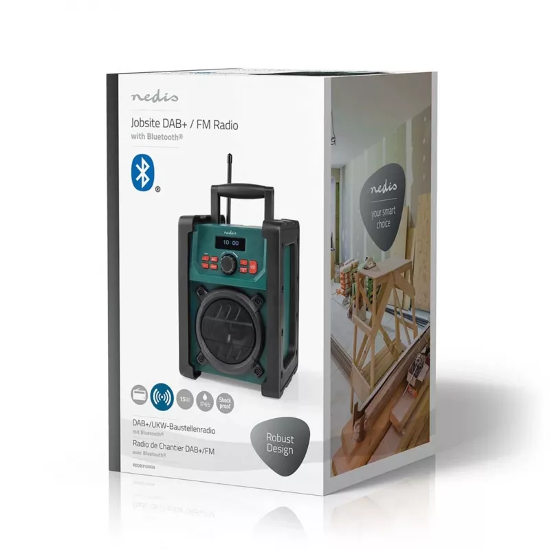Radio Nedis RDDB3100GN 15W Bluetooth IP65 Czarny/Zielony