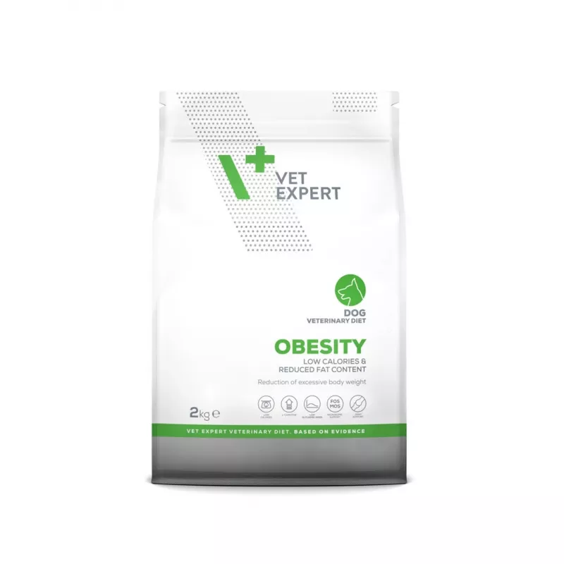 Sucha karma dla psów VETEXPERT Veterinary Diet Obesity 2 kg — kontrola masy ciała dla dorosłych, drób, białko 30%, tłuszcz 6,5%
