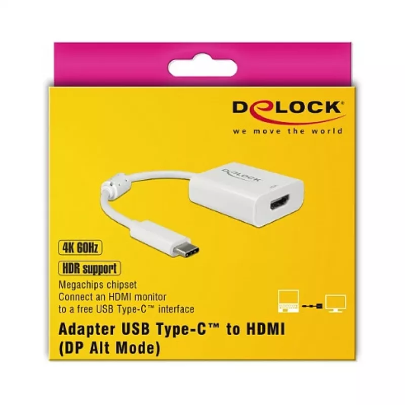 Adapter kabla wideo DeLOCK 63937 USB Type-C na HDMI 0,1 m biały