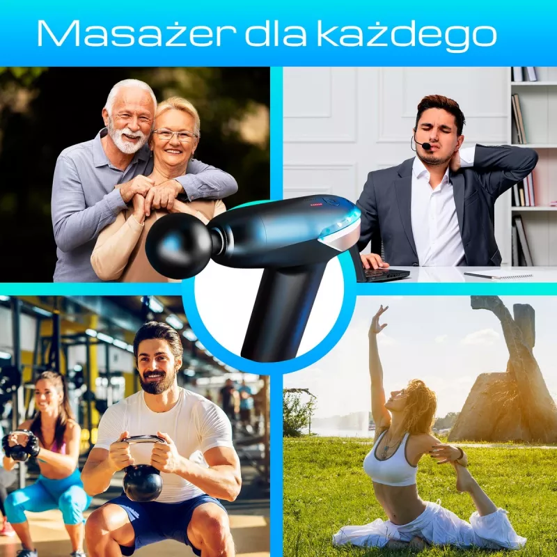 Pistolet do masażu Extralink MSG-02-LITE 3200 RPM 6 końcówek