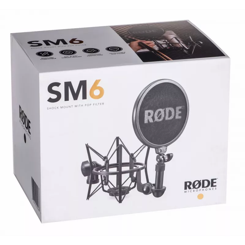 Mikrofon RØDE SM6 — czarny, waga 0,682 kg, wymiary 210×133×210 mm