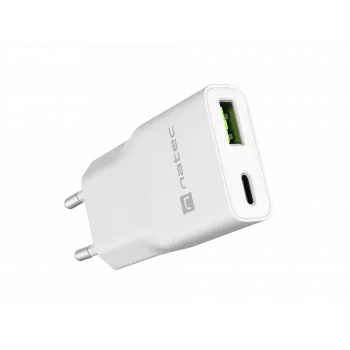 Zasilacz NATEC Ribera NUC-2376 — 1× USB-A, 1× USB-C, wyjście 3 A