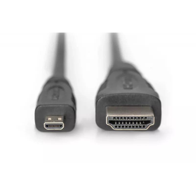 Digitus ASSMANN - HDMI-Kabel mit Ethernet - 19 pin micro HDMI Type D männlich zu HDMI männlich - 1 m - Dreifachisolierung - Schwarz (AK-330115-010-S)