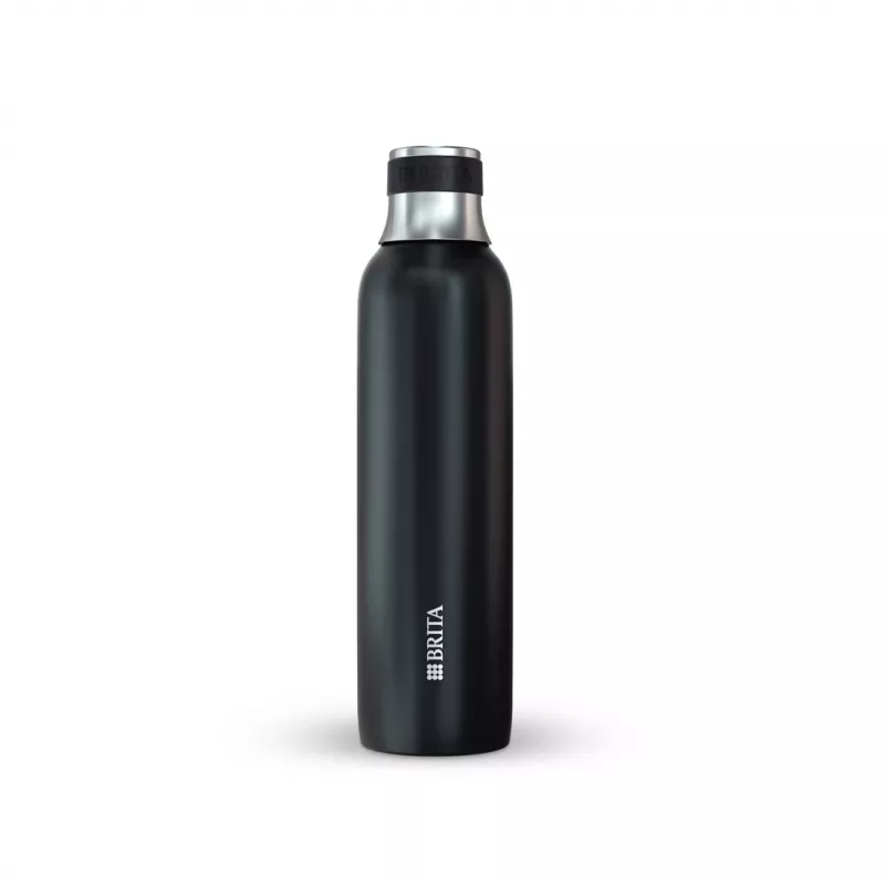 Butelka do gazowania BRITA 650 ml, stal nierdzewna, czarna, można myć w zmywarce