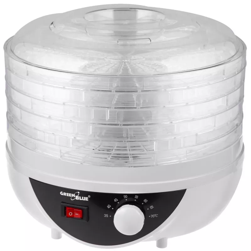 Suszarka do grzybów, warzyw i owoców GreenBlue, 250W, bardzo cicha, 5 sit, GB195