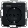 gira gniazdko elektryczne z portem USB, model 2459005, wykończenie czarne