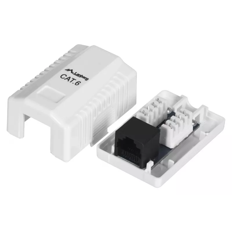 Puszka natynkowa LANBERG RJ-45 OU6-0001-W, Kat.6, biała