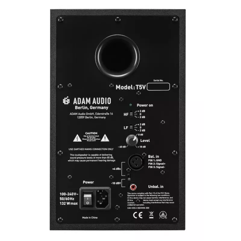 Głośniki studyjne ADAM AUDIO T5V, woofer 5 cali, tweeter 1.9 cala, 45–25 000 Hz, 106 dB, czarne