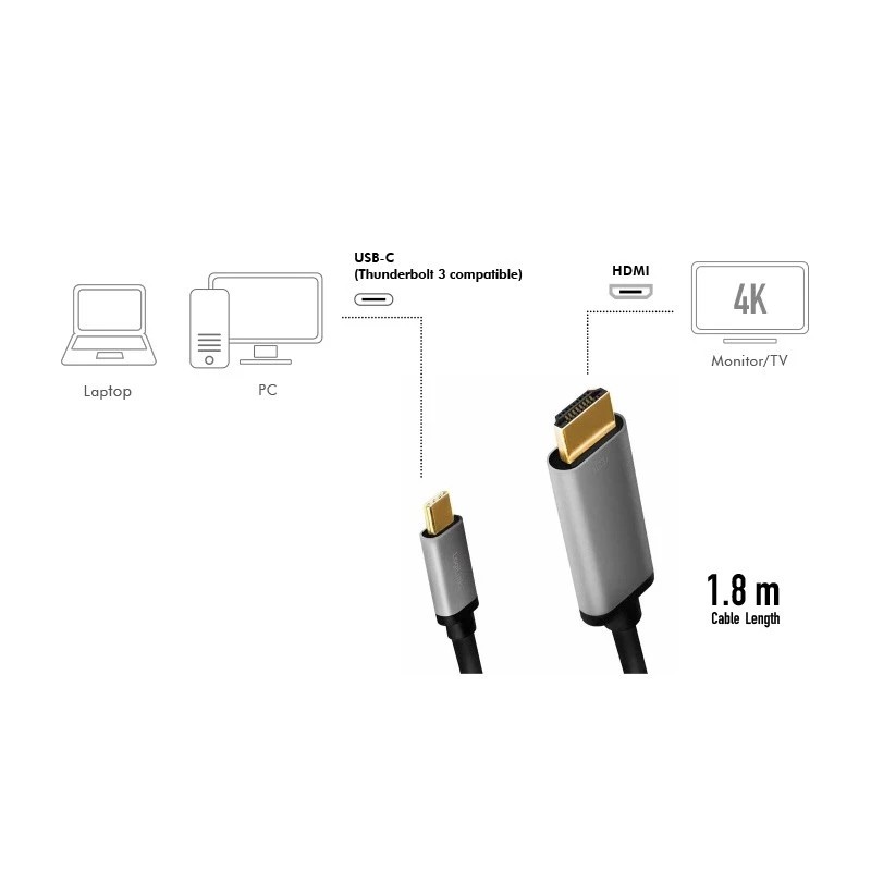 Kabel LogiLink CUA0101 USB 3.2 Gen1 Type-C na HDMI-A 1,8 m czarny szary