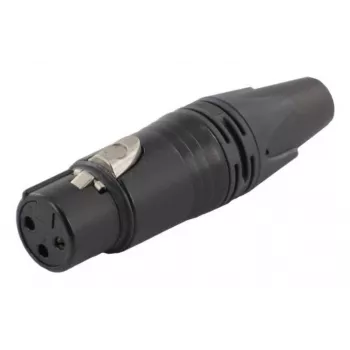 3-biegunowe żeńskie złącze kablowe EQUIP 3-biegunowe XLR, czarne, 30,5 g, 19,2×19,2 mm