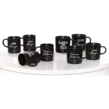 Porcelanowy zestaw kubków do kawy ritzenhoff & breker SVART 390 ml, można myć w zmywarce, czarny, zestaw 4 sztuk