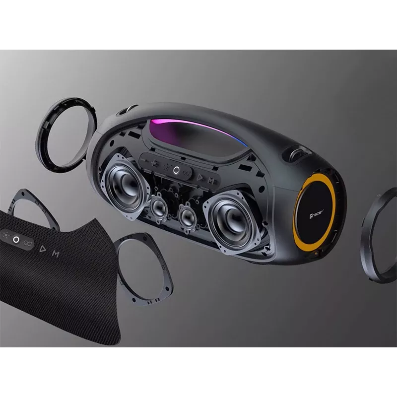 Przenośny głośnik stereo TRACER TRAGLO47226 — bezprzewodowy Bluetooth 5.3, 60 W RMS, 12 h baterii, czarny
