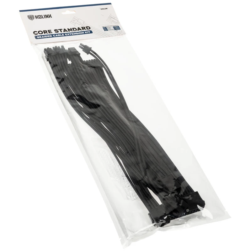 Kolink Core Standard Braided kabel Extension Kit - Jet Czarny