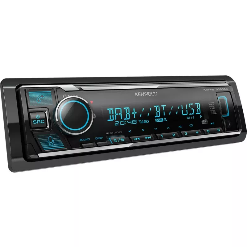 Elektronika KMM-BT508DAB, czarny, 1 DIN, 200 W, 50 W, 24 h, AAC, FLAC, MP3, WAV, WMA