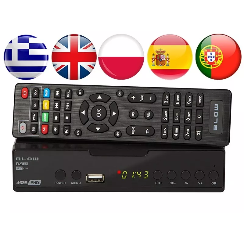 Naziemny tuner telewizji cyfrowej BLOW 4625FHD DVB-T2 H.265, HDMI, USB, SCART, Ethernet, S/PDIF
