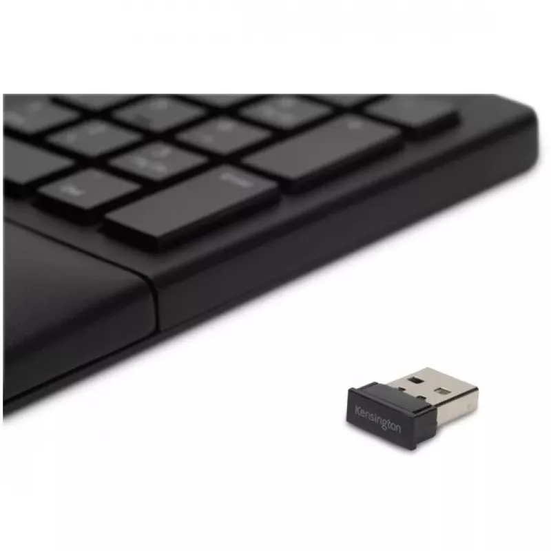 Kensington ProFit Ergo Wireless klawiatura FR, Full-size (100%), Wired & Wireless, RF Wireless + USB, AZERTY, Czarny