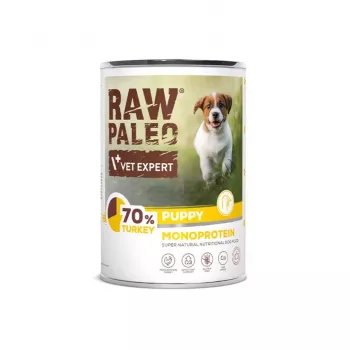 RAW PALEO Puppy Monoprotein Turkey - mokra karma dla szczeniąt - 400 g