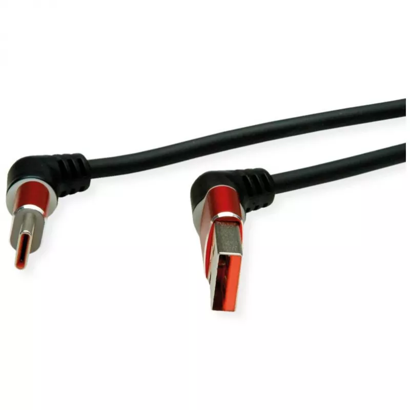 ROLINE Kabel USB 2.0 Typ-C - Typ-A ST/ST 360° obrotowy czarny czerwony 1 m 11.02. - Kabel - Cyfrowy/Dane