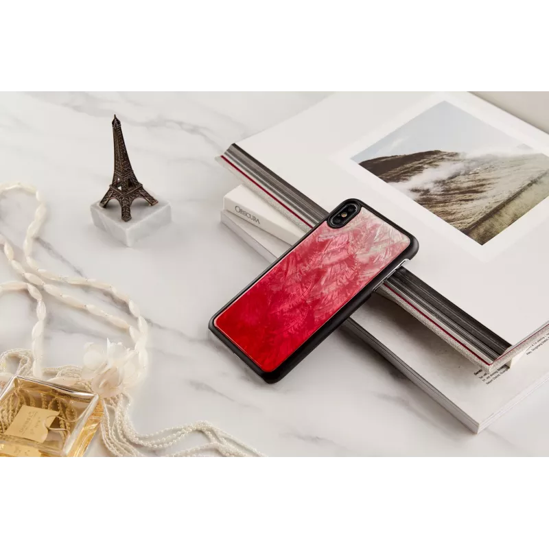 Etui na smartfona iKins do iPhone XS Max — różowe jezioro z czarnymi akcentami