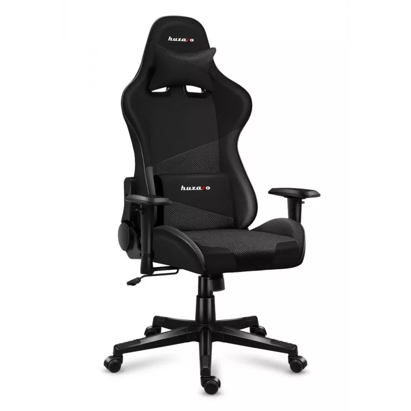 Fotel gamingowy huzaro Force 6.2 Carbon — ergonomiczny fotel gamingowy, regulowana wysokość 44–53,5 cm, maks. obciążenie 130 kg, siedzisko siatkowe, wyściełane oparcie