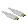 Delock - kabel USB-C / zasilający - 24-pin USB-C (M) do 24-pin USB-C (M) - 5 A - 15 cm - zasilanie USB (100 W), obsługa Power Delivery 2.0 - biały (85357)
