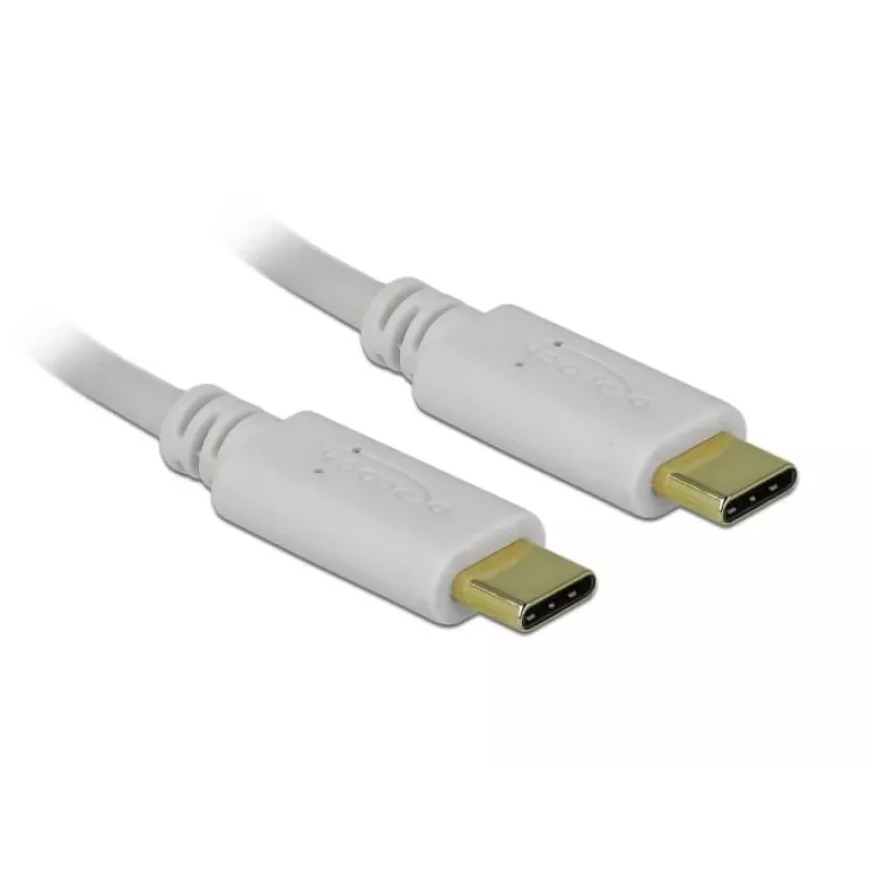 Delock - kabel USB-C / zasilający - 24-pin USB-C (M) do 24-pin USB-C (M) - 5 A - 15 cm - zasilanie USB (100 W), obsługa Power Delivery 2.0 - biały (85357)