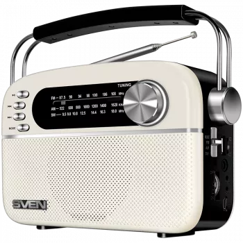 Głośnik SVEN SRP-505, biały (3W, Bluetooth, FM/AM/SW, USB, microSD, AUX, bateria)