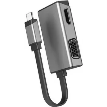 ALOGIC MagForce Duo Play - Videoadapter - 24 pin USB-C männlich zu HD-15 (VGA), HDMI weiblich - 7.5 cm - Space-grau - unterstützt 4K 60 Hz (4096 x 216