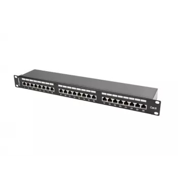 Patch panel 1U LANBERG PPS6-1024-B, 24-port Cat6, metal, czarny, 442×114,5×44,5 mm