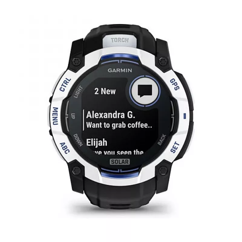 Smartwatch GARMIN Instinct 3.05 cm (1,2 cala) AMOLED 45 mm 390x390 px ekran dotykowy czarny biały GPS 4 GB 53 g pasek silikonowy