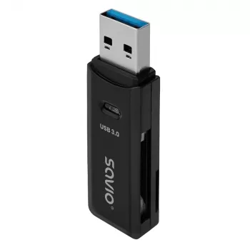 Czytnik kart SAVIO AK-64 USB 3.2 Gen 1 wyjście Type-A, slot MicroSD, 5000 Mbit/s, czarny