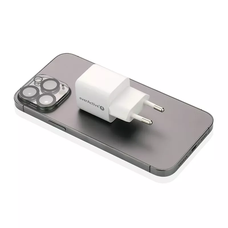 Ładowarka sieciowa everActive SC-330Q z 1x USB-A i 1x USB-C, 20W, biała