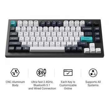Klawiatura mechaniczna Keychron Q1 Max 75% z przełącznikami Banana, Carbon Black