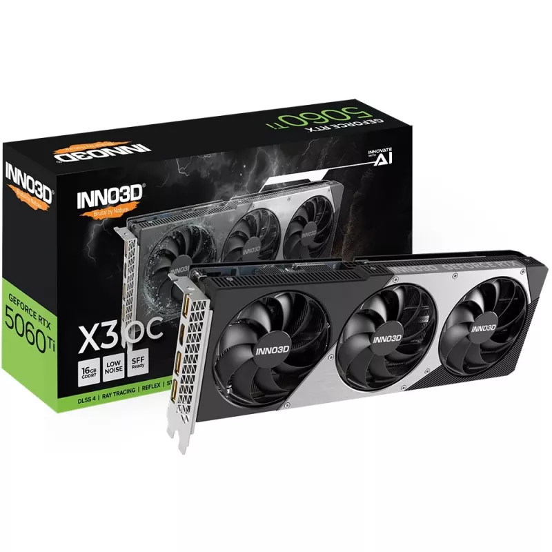 Karta graficzna Inno3D GeForce RTX 5060 Ti — 16 GB GDDR7, PCIe 5.0, 128-bit, 3x DP 2.1b + HDMI 2.1b