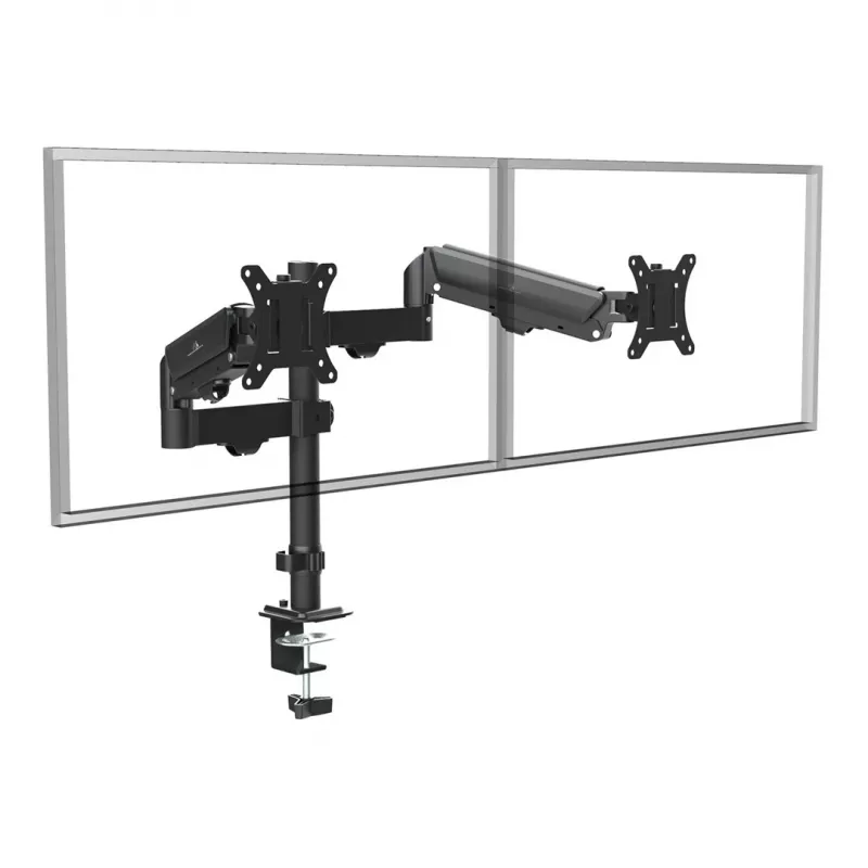 Uchwyt na 2 monitory Maclean, sprężyna gazowa, 17-32 inch, 2-10 kg, czarny, MC-136