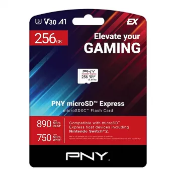 Karta pamięci MicroSDXC PNY microSD Express 256 GB UHS‑I Odczyt 890 MB/s Zapis 750 MB/s U3 V30