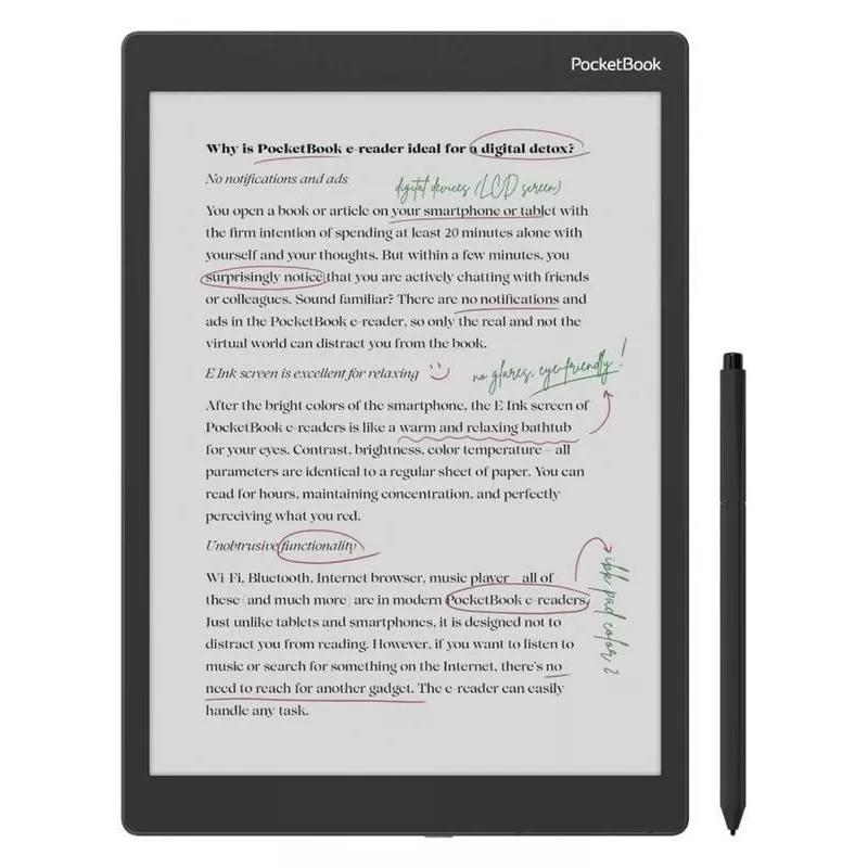 Czytnik e-booków PocketBook Color Note 10,3 cala E Ink Kaleido, 32 GB, Wi‑Fi, ekran dotykowy, Czarny/Niebieski
