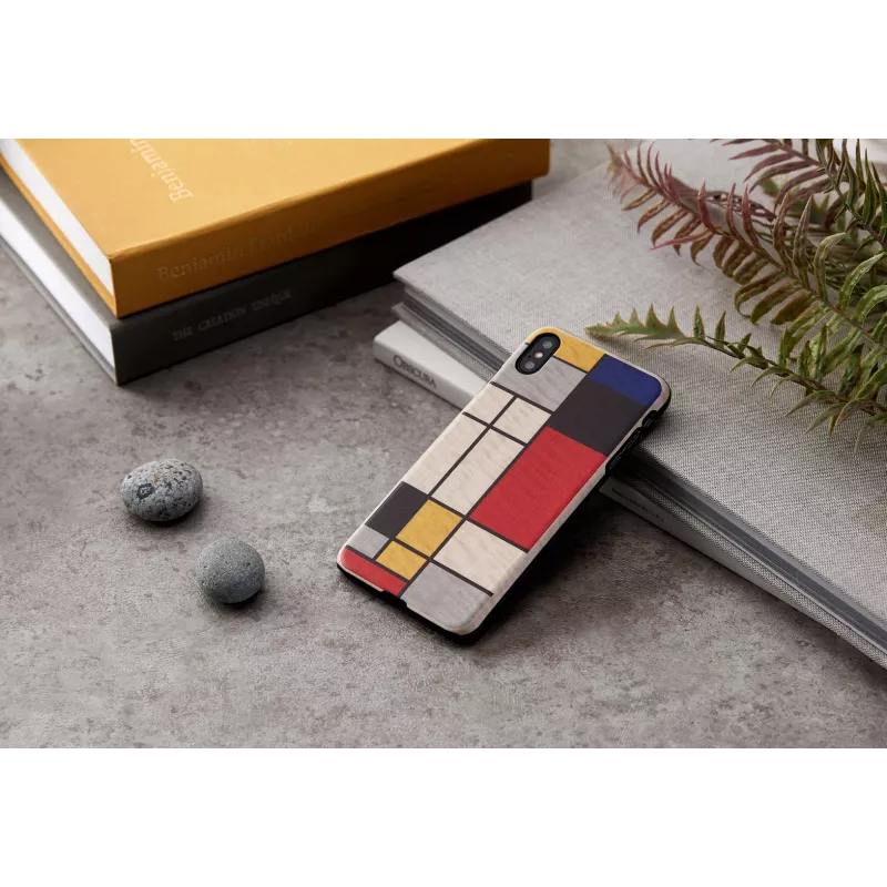 Etui na smartfona man and wood dla iPhone X/XS, drewniany tył, biała ramka