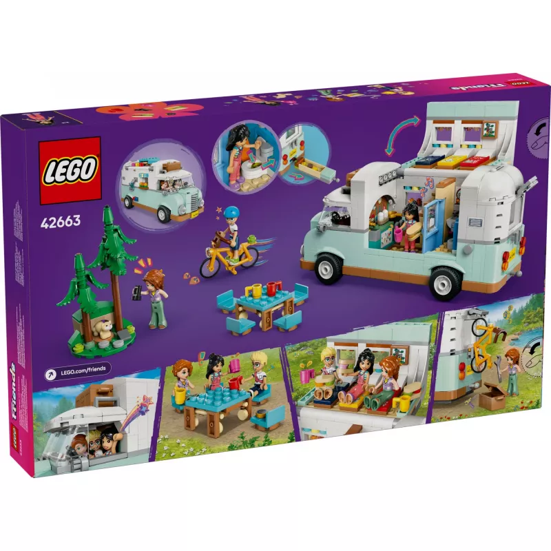 Zestaw LEGO Motor Home 42663 — kamper LEGO Friends, 778 elementów, 3 minilaleczki, od 7 lat