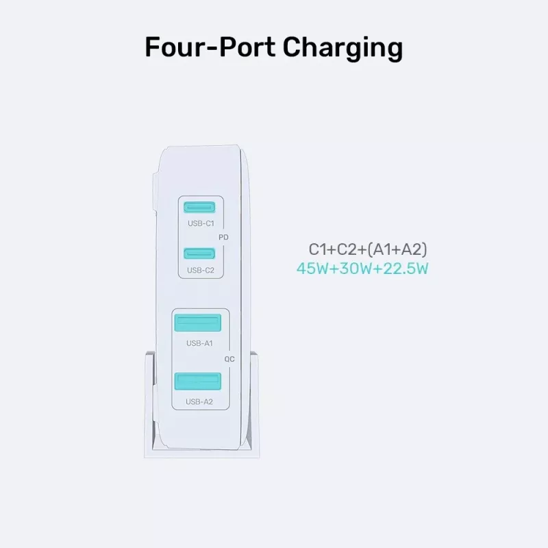 Unitek Ładowarka biurkowa P1229ABK01-EU 100 W z 2× USB-A i 2× USB-C