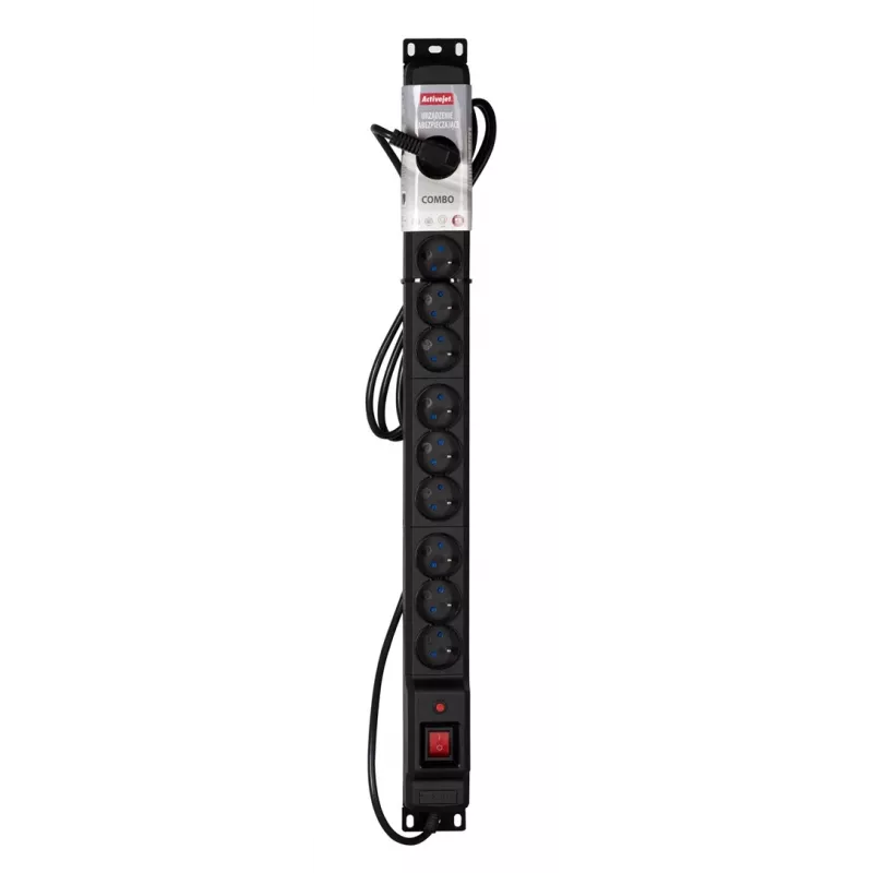 Listwa zasilająca Activejet COMBO 12 gniazd 1,5m czarna