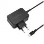 Ładowarka do urządzeń mobilnych QOLTEC 51024 — Uniwersalna ładowarka sieciowa AC, 65W PD, 20V/3,25A, kabel 1,2m, czarna