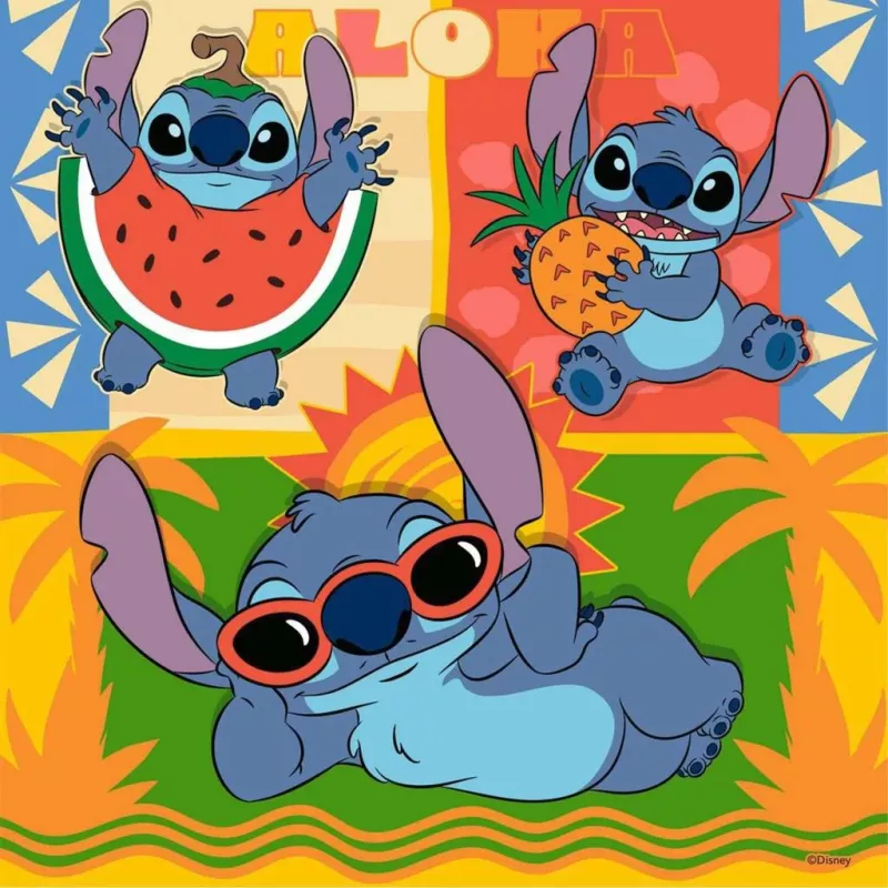 Puzzle dla dzieci Ravensburger Disney Stitch — 3 x 49 elementów, odpowiednie dla dzieci