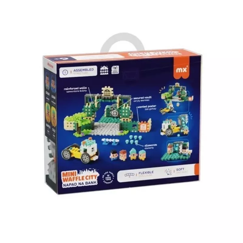 MARIOINEX Mini Waffle City Napad na Bank Klocki Budowlane, 148 elementów
