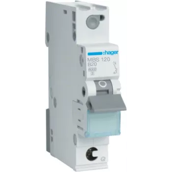 Hager MBS120 - 20 A - typ B - 1 Moduł(y) - -25 - 60 °C - -25 - 80 °C - 17,5 mm