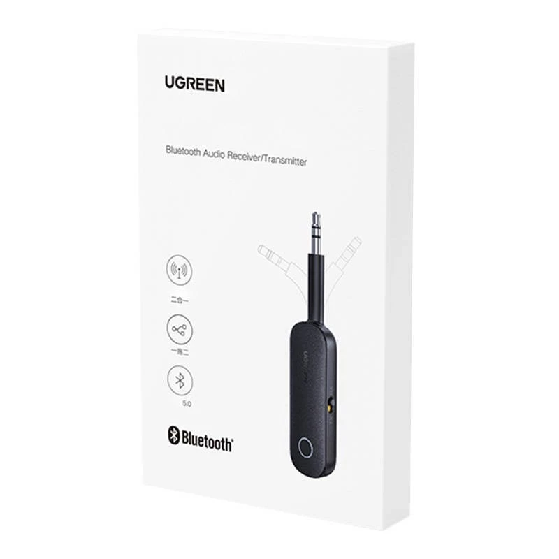 Odbiornik/nadajnik Bluetooth UGREEN CM403 — jack 3,5 mm, Bluetooth 5.0, bateria 145 mAh, czarny